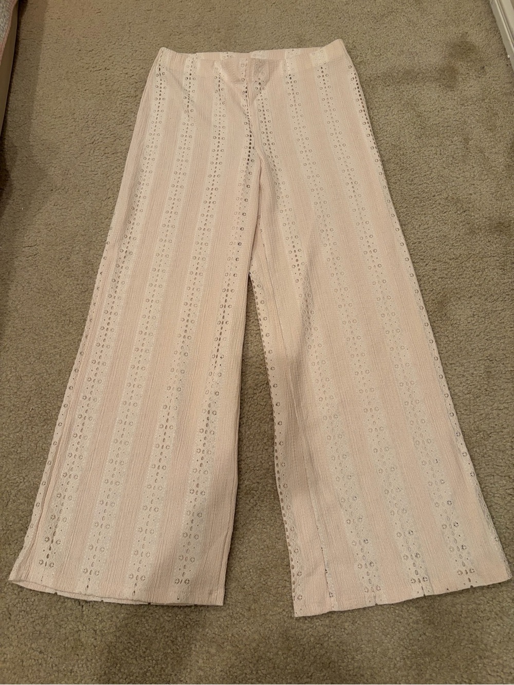 H&M Cream lace Wide Leg Pants